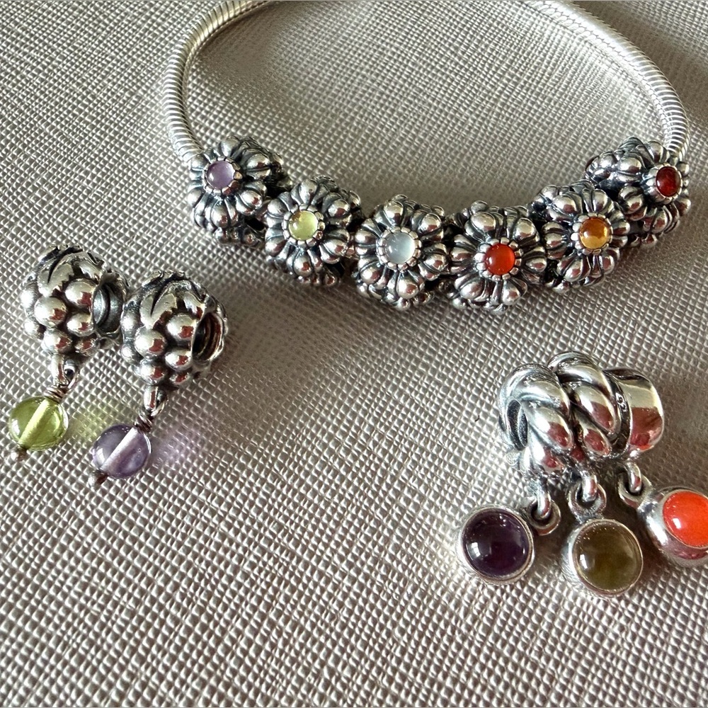 Pandora Retired charms with natural gems